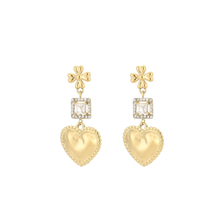 Oorbellen Luxury Strass Heart Wit