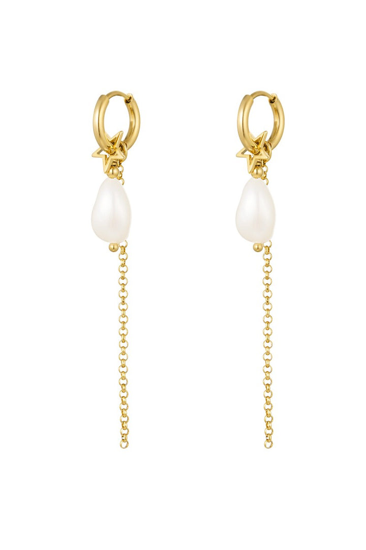 Oorbellen Pearl Chain Goud