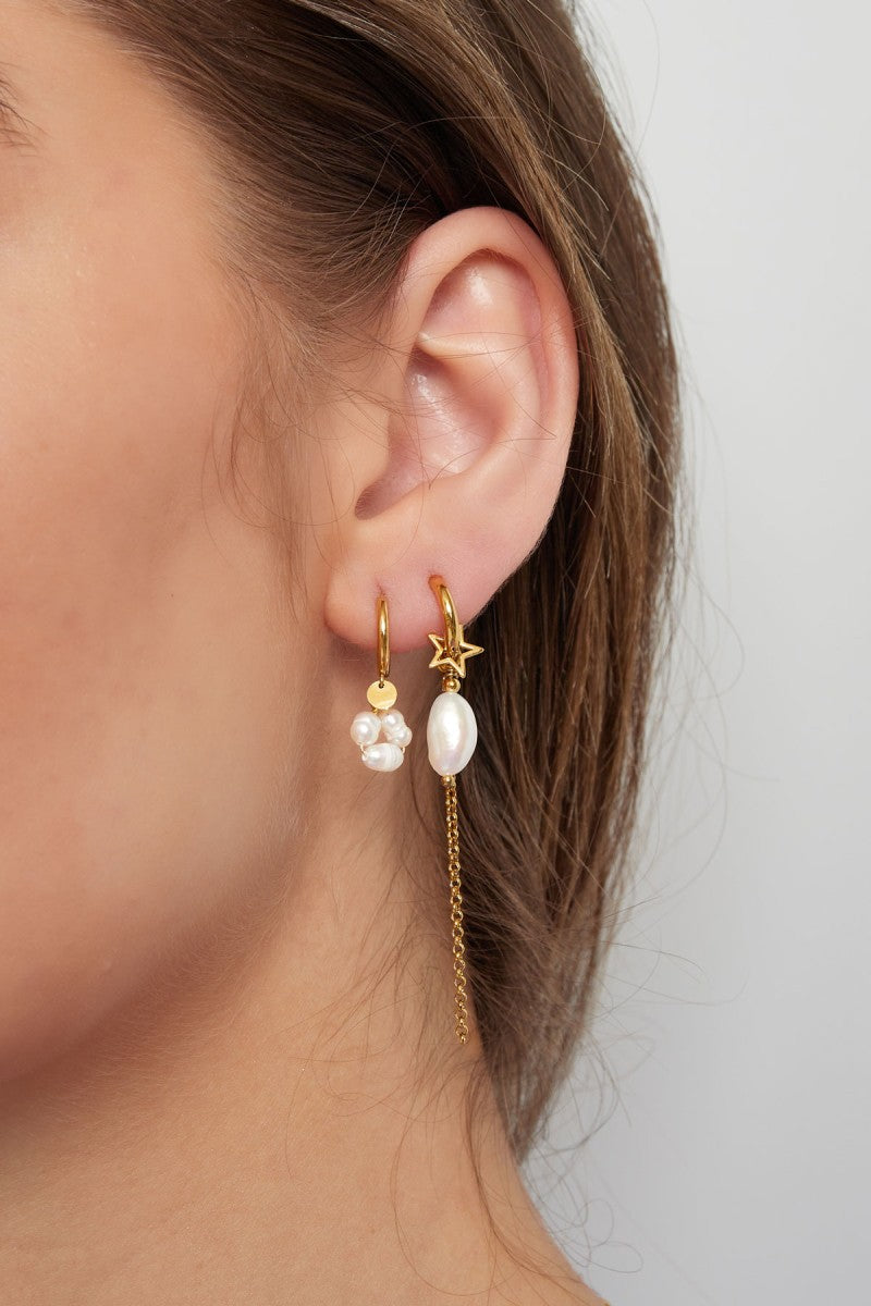 Oorbellen Pearl Chain Goud