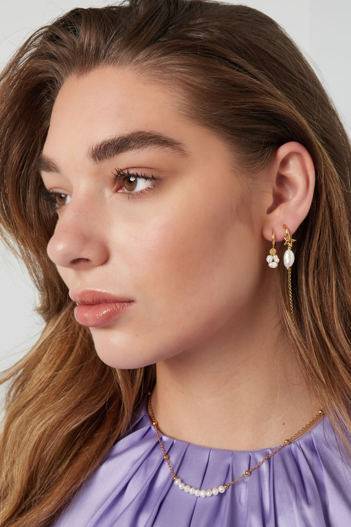 Oorbellen Pearl Chain Goud