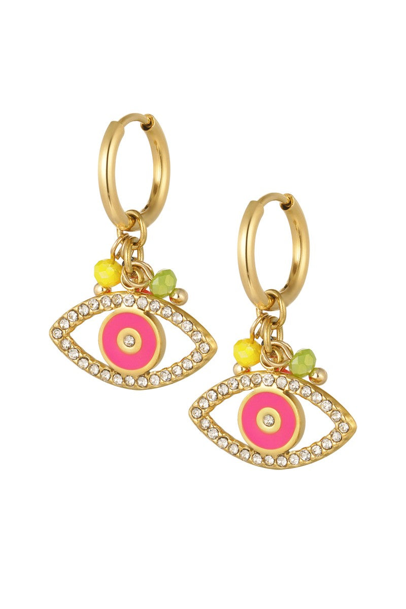 Oorbellen Pink Eye Beads