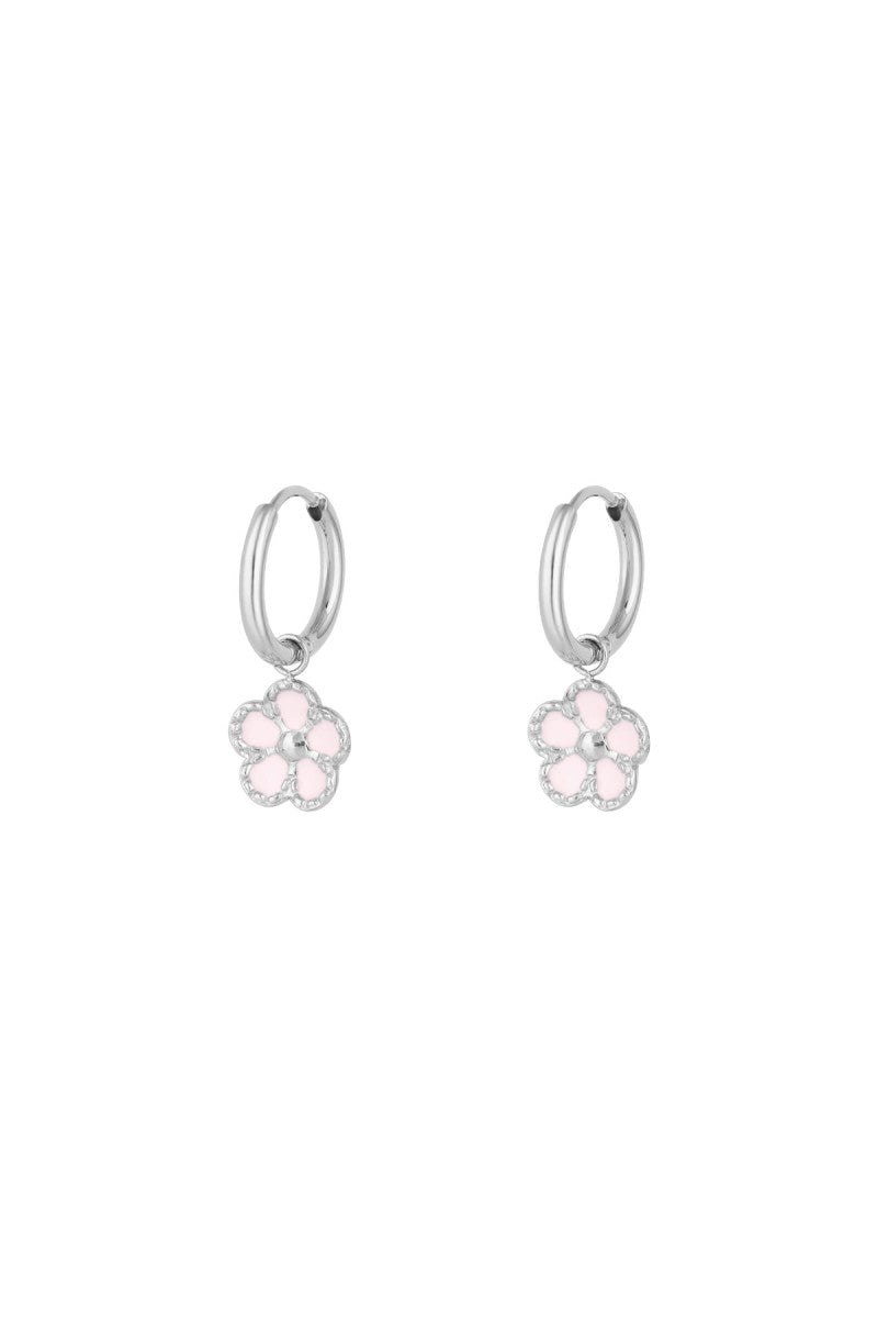Oorbellen Pink Flower Zilver