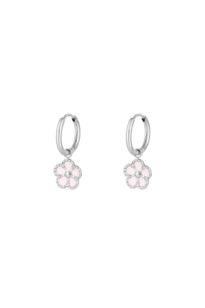 Oorbellen Pink Flower Zilver