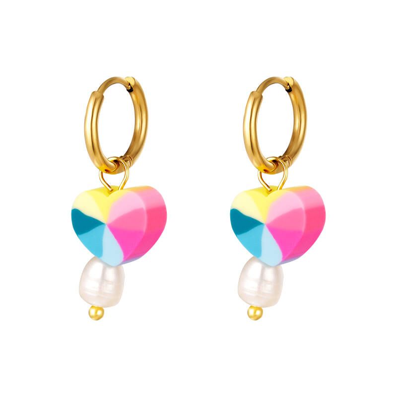 Oorbellen Rainbow Parel Multi Roze