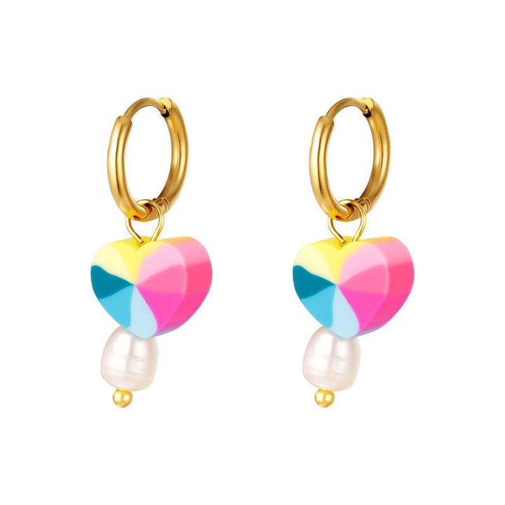 Oorbellen Rainbow Parel Multi Roze