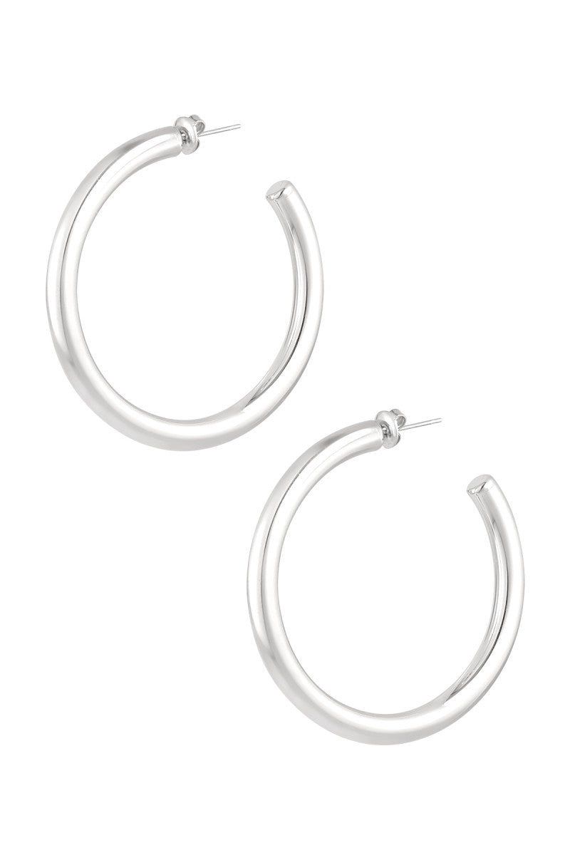 Oorbellen Round Hoops 5cm Zilver