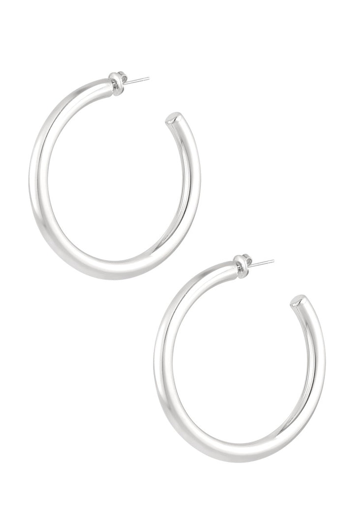 Oorbellen Round Hoops 5cm Zilver