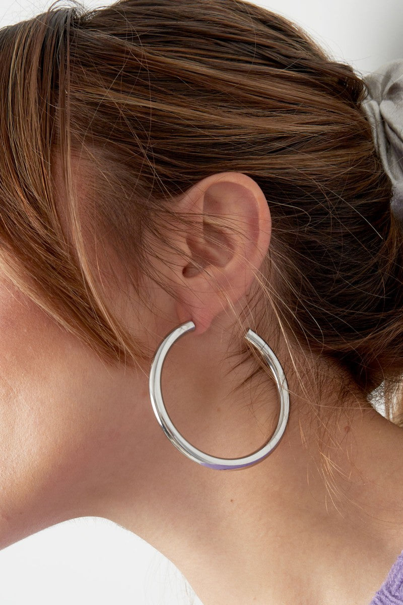 Oorbellen Round Hoops 6cm Zilver