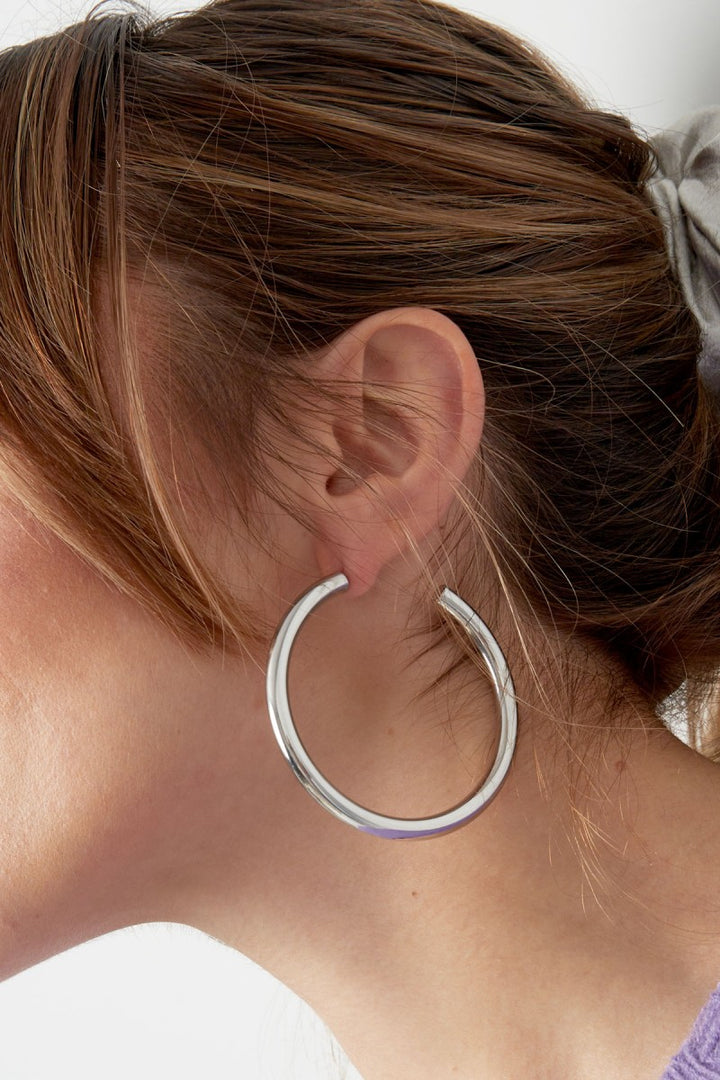 Oorbellen Round Hoops 6cm Zilver