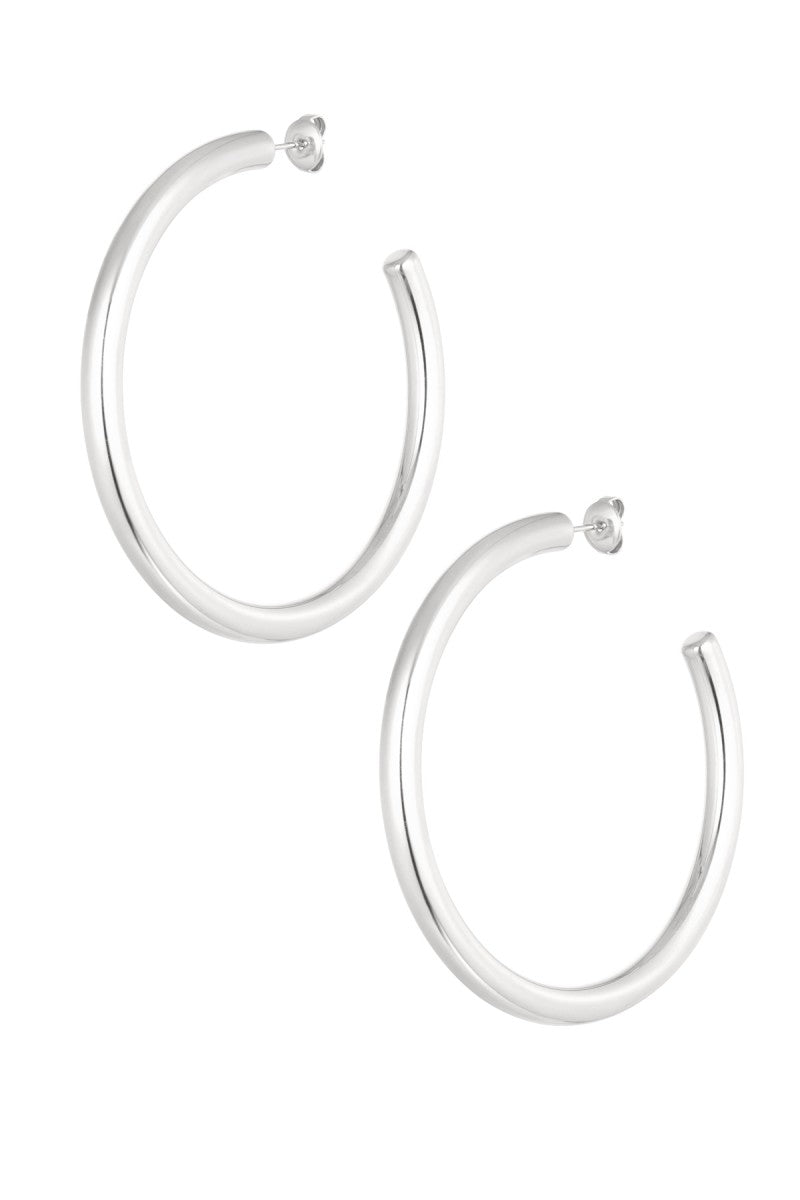 Oorbellen Round Hoops 6cm Zilver