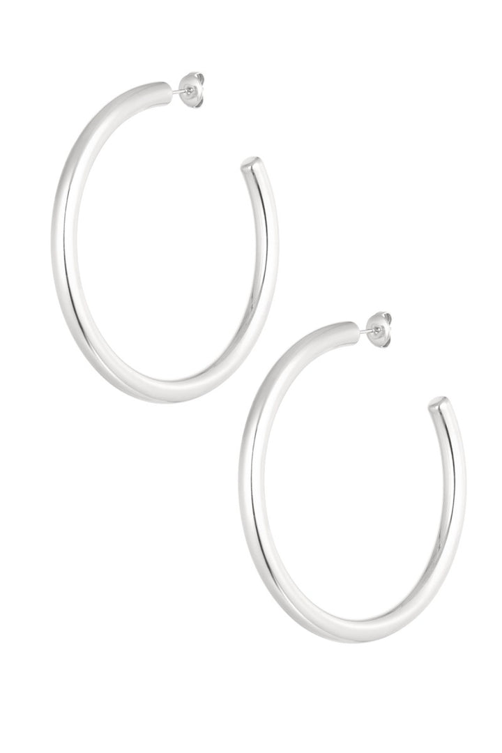 Oorbellen Round Hoops 6cm Zilver
