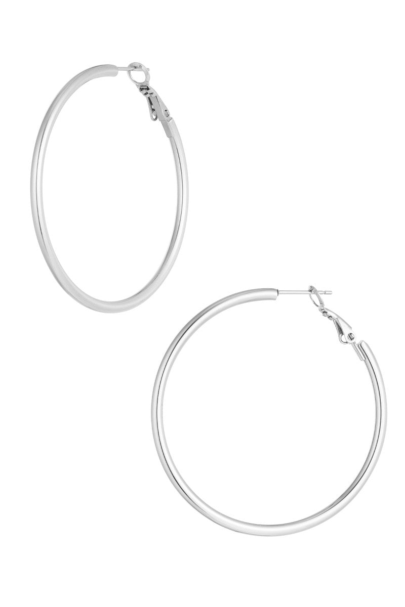 Oorbellen Round Hoops Basic 5cm Zilver