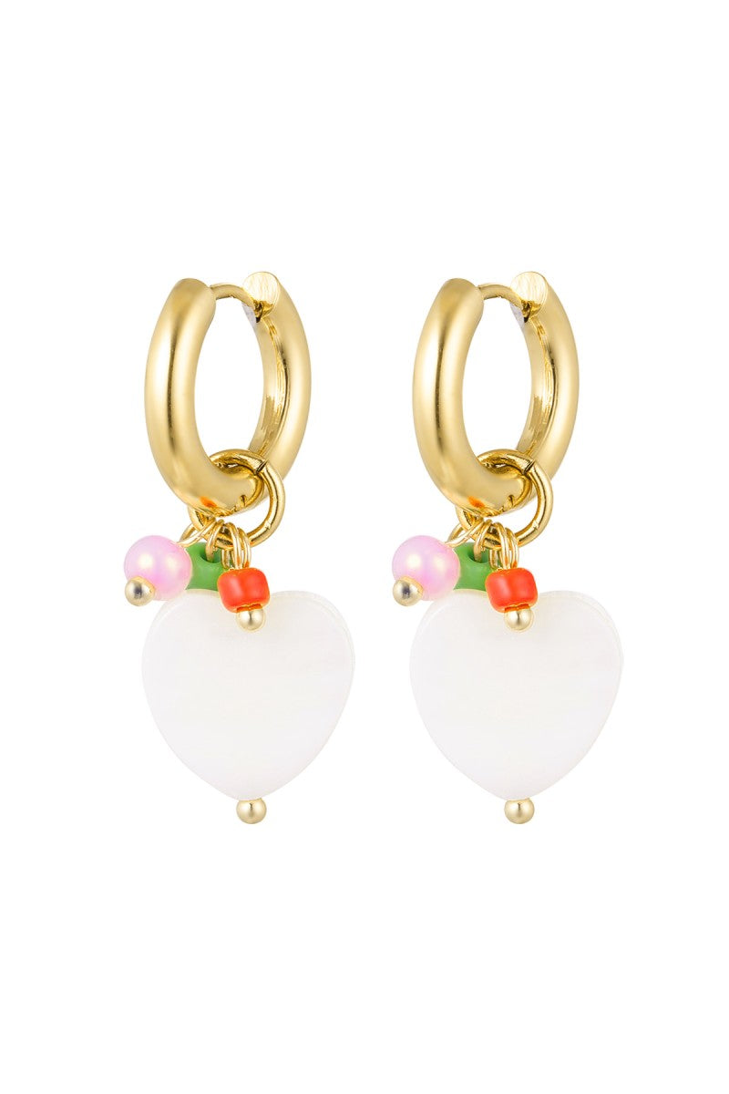 Oorbellen Seashell Heart Colours Goud