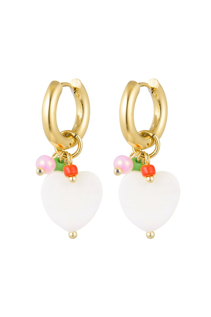 Oorbellen Seashell Heart Colours Goud