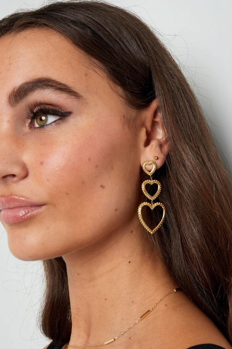 Oorbellen Statement 3 Hearts Sierlijk Zilver