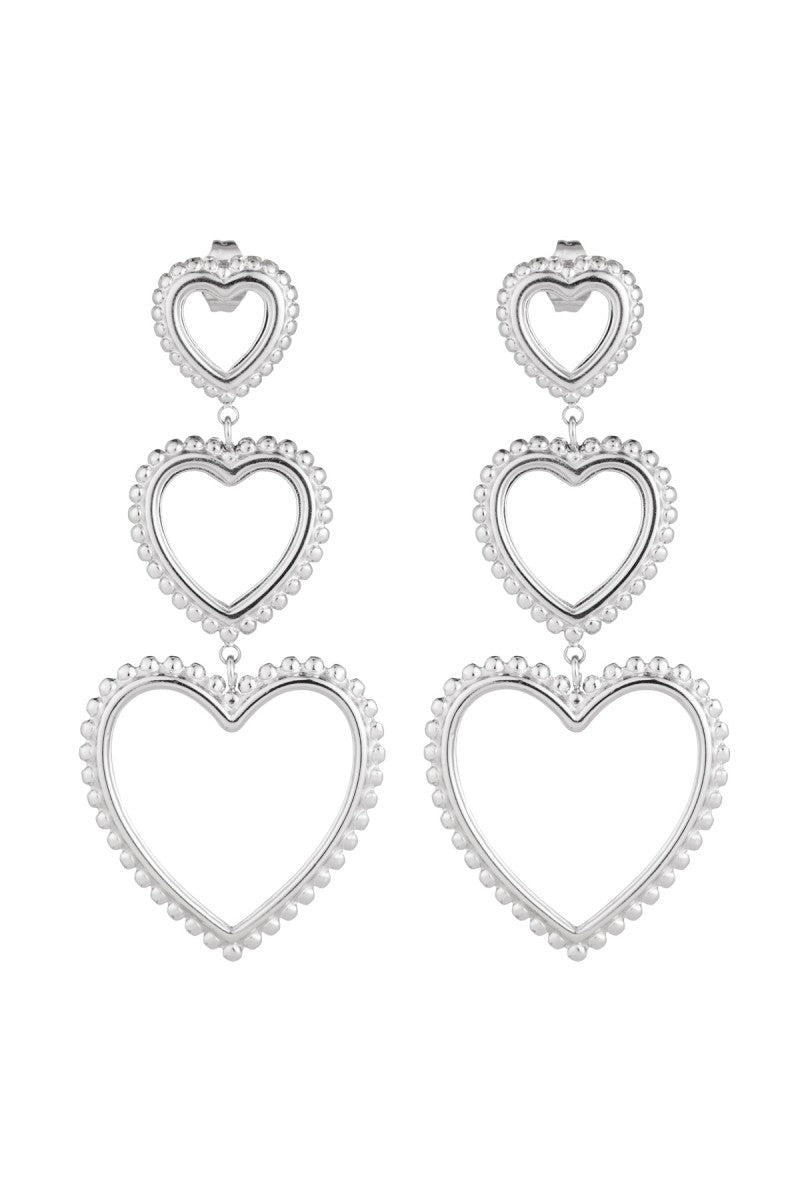 Oorbellen Statement 3 Hearts Sierlijk Zilver