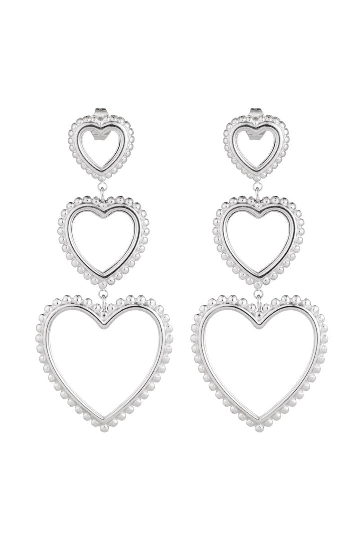 Oorbellen Statement 3 Hearts Sierlijk Zilver