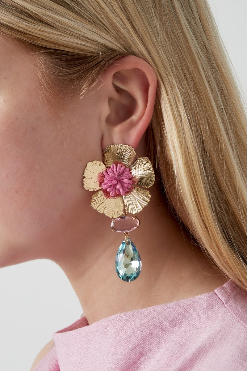 Oorbellen Statement Flower Blush