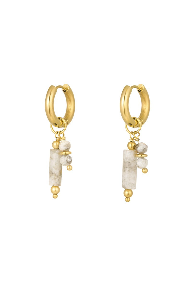 Oorbellen Stone Dangling Beige