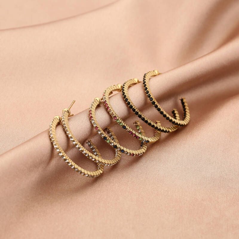 Oorbellen Strass Hoops Wit