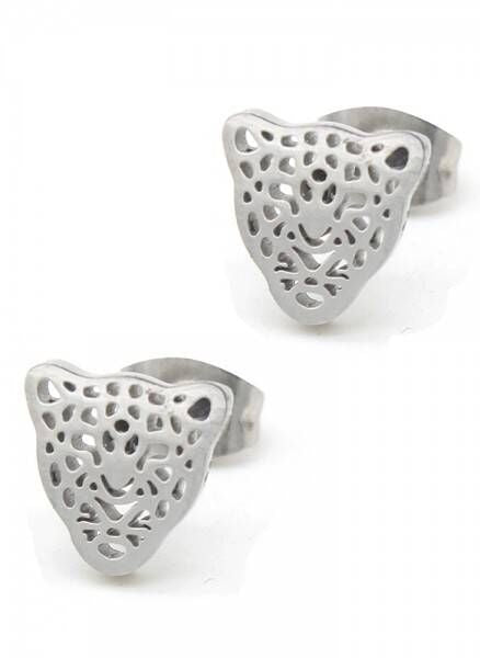 Oorbellen Studs Leopard Zilver