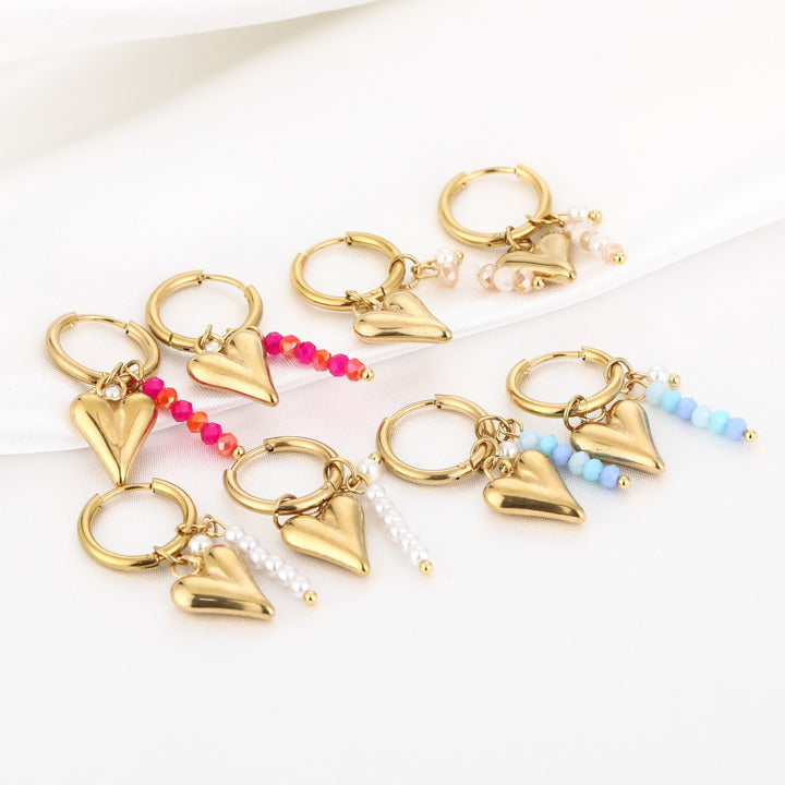 Oorbellen Summer Party Heart Beige