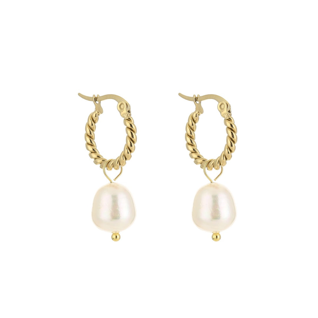 Oorbellen Twisted Pearl Goud