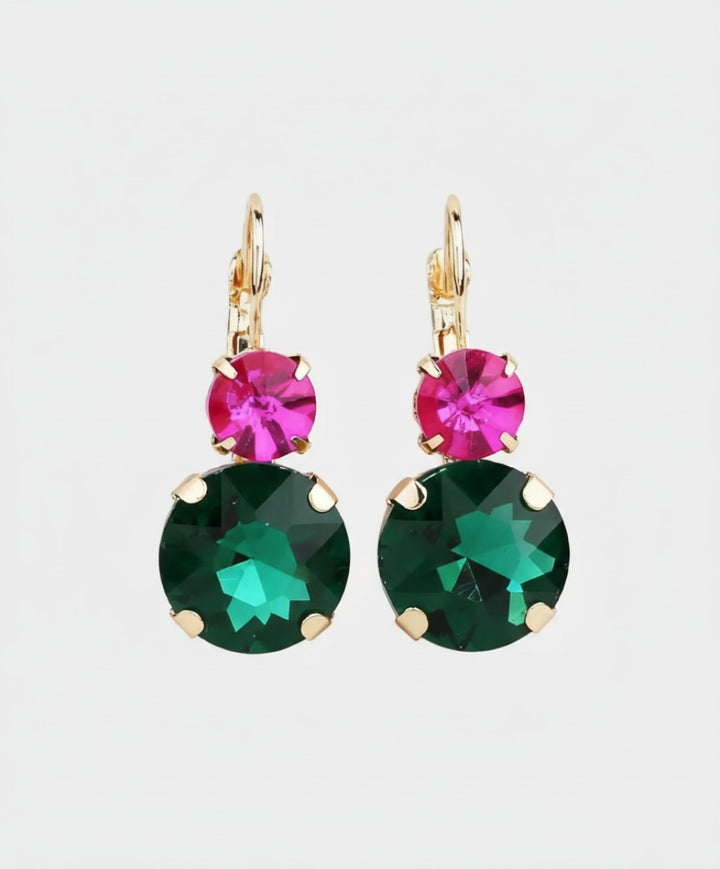 Oorbellen Vintage Zirkonia Rose Green