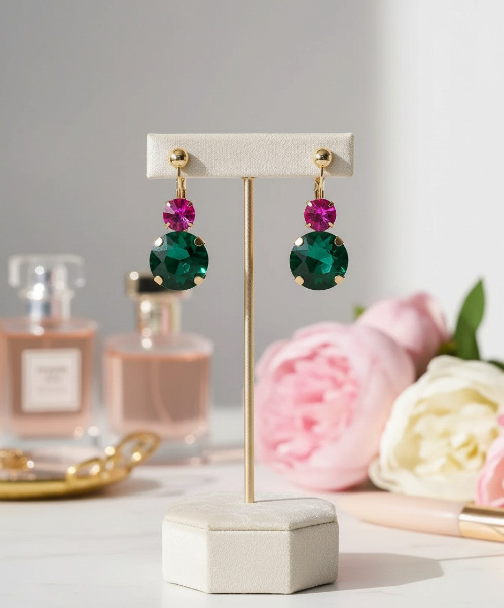 Oorbellen Vintage Zirkonia Rose Green