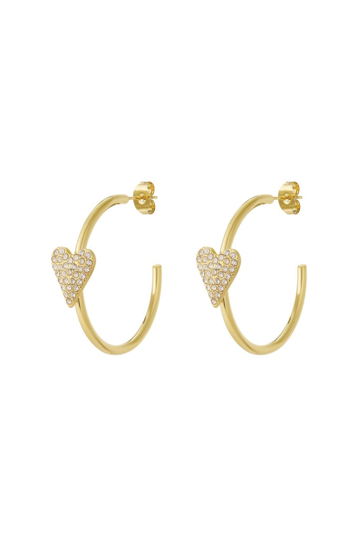 Oorringen Hart Strass Goud