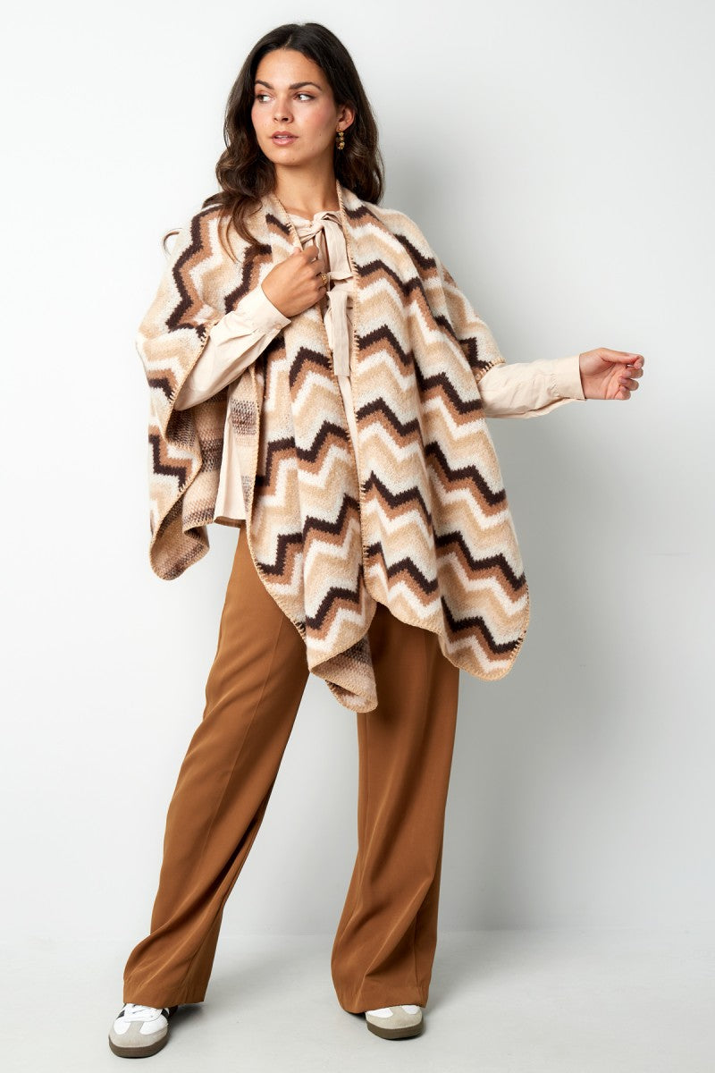 Poncho Zigzag Beige