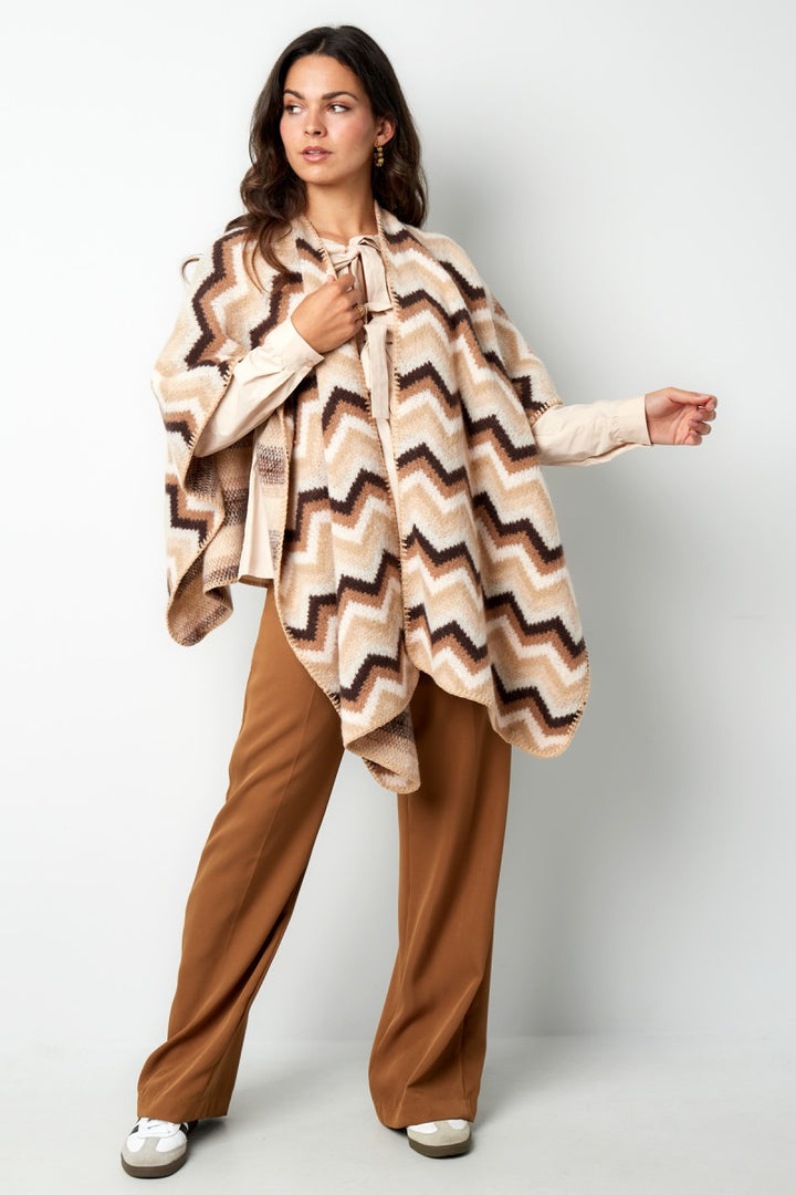 Poncho Zigzag Beige