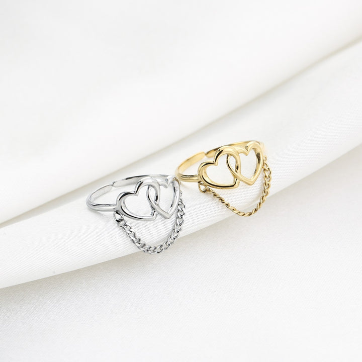 Ring Hearts Chain Zilver