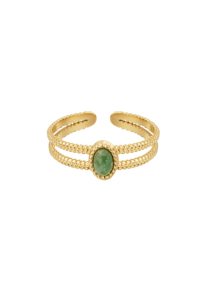 Ring Stone Goud Groen