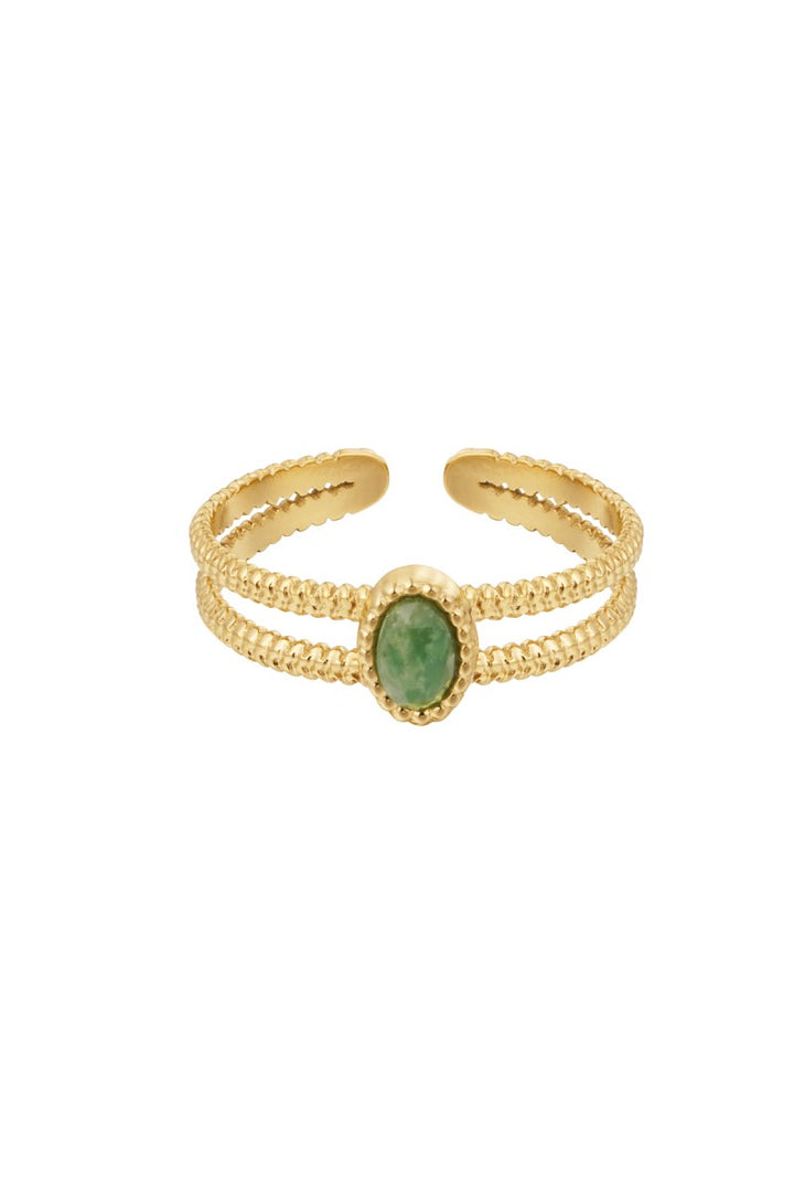 Ring Stone Goud Groen