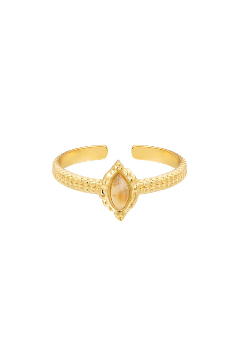 Ring Stone Oval Goud Beige