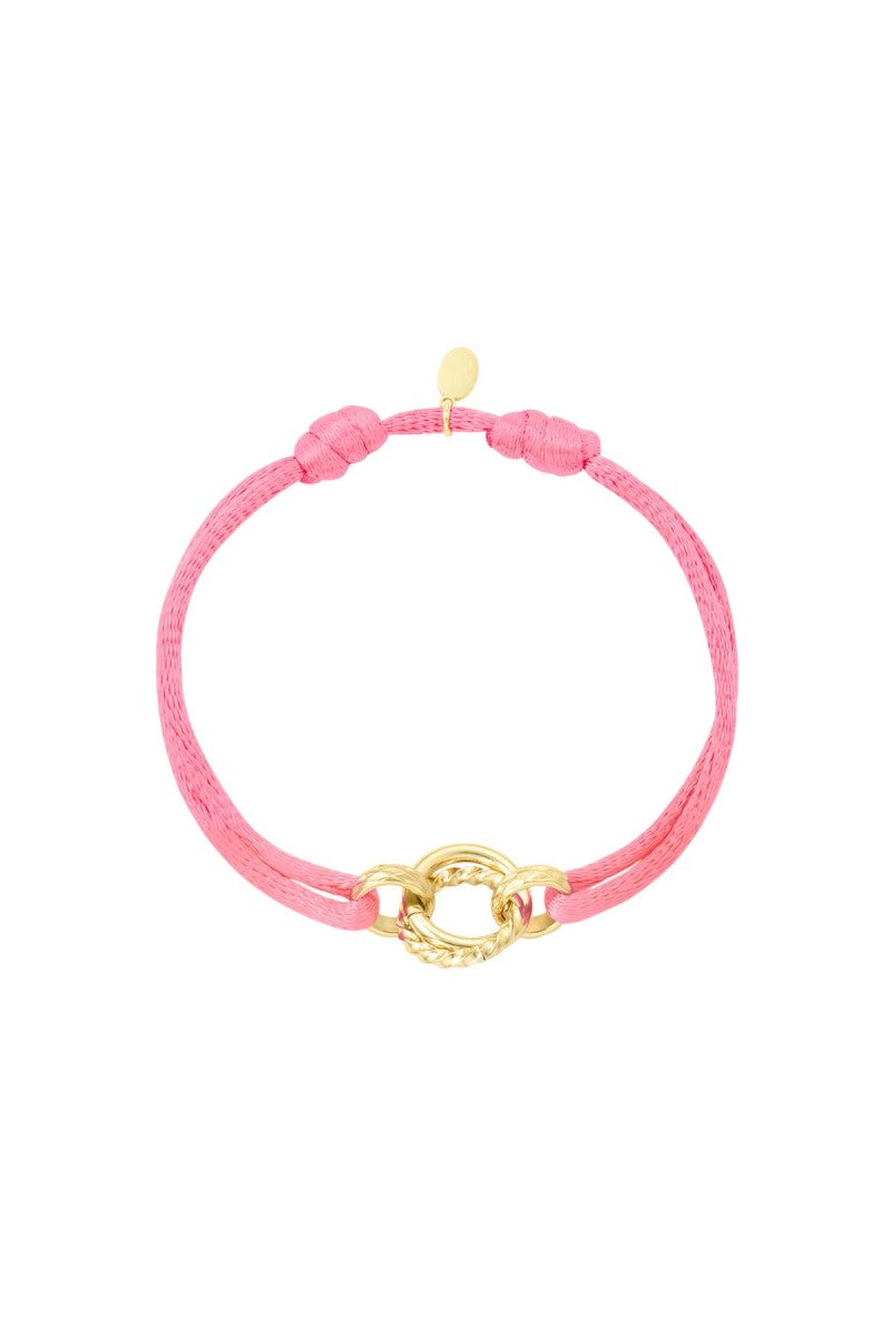 Satijnen Armband Cirkel Roze