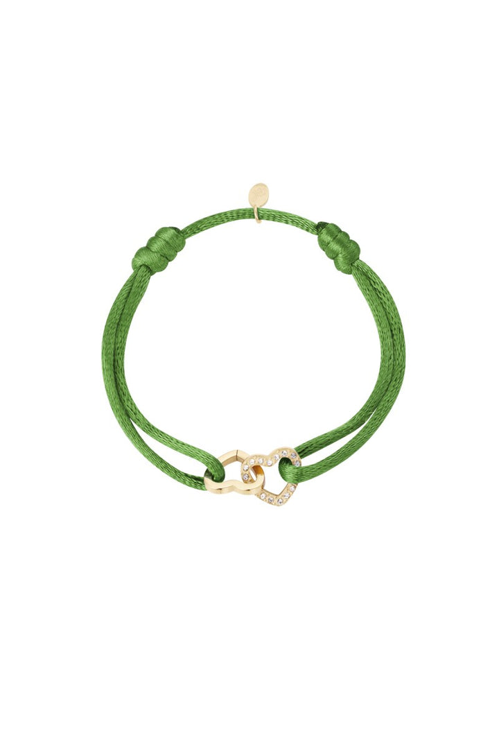 Satijnen Armband | Double Heart Sparkle