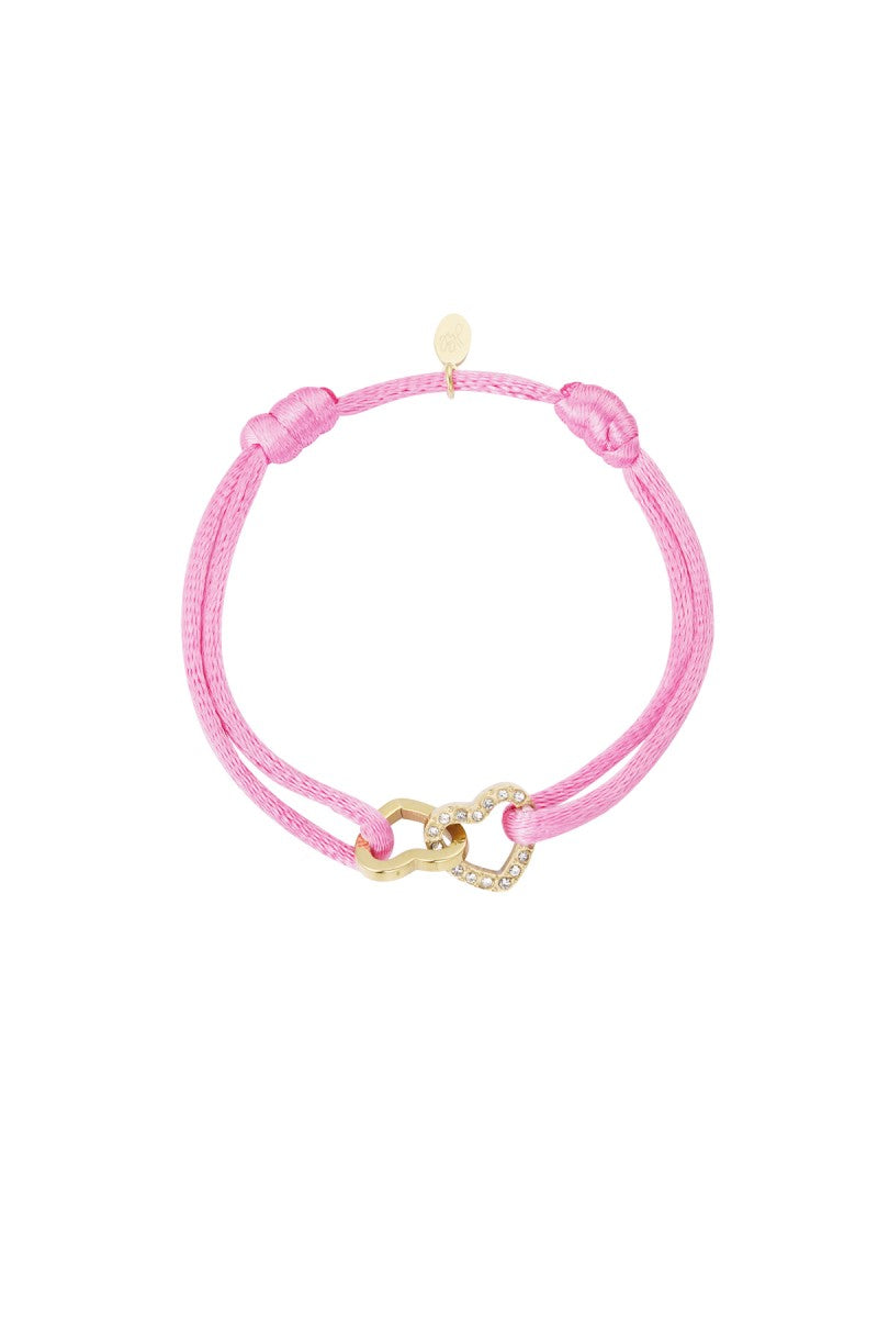 Satijnen Armband | Double Heart Sparkle