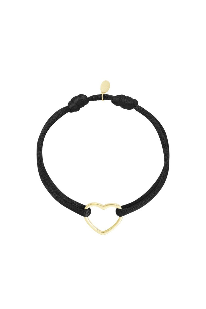 Satijnen Armband Hart Zwart