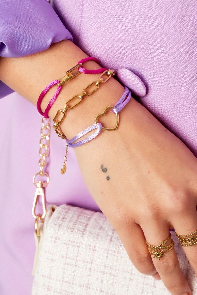 Satijnen Armband Hart Zwart