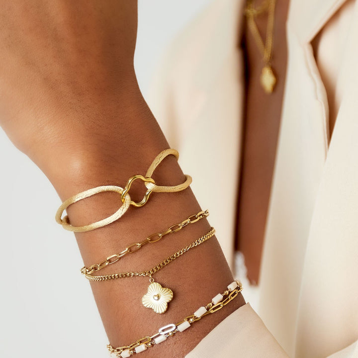 Satijnen Armband Klaver Roze
