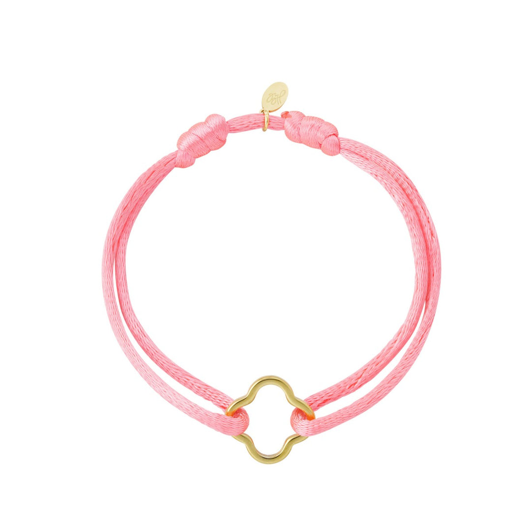 Satijnen Armband Klaver Roze