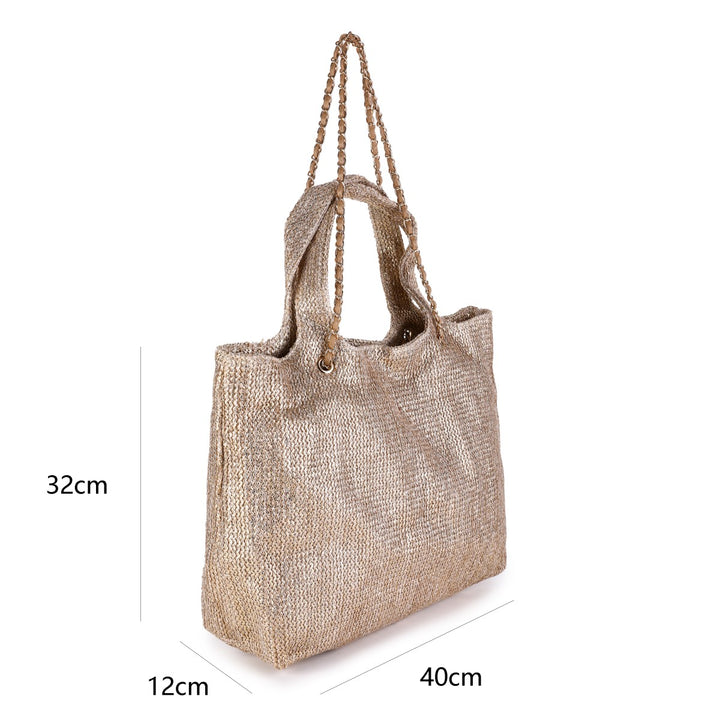 Schoudertas Shopper Metallic Glam Khaki