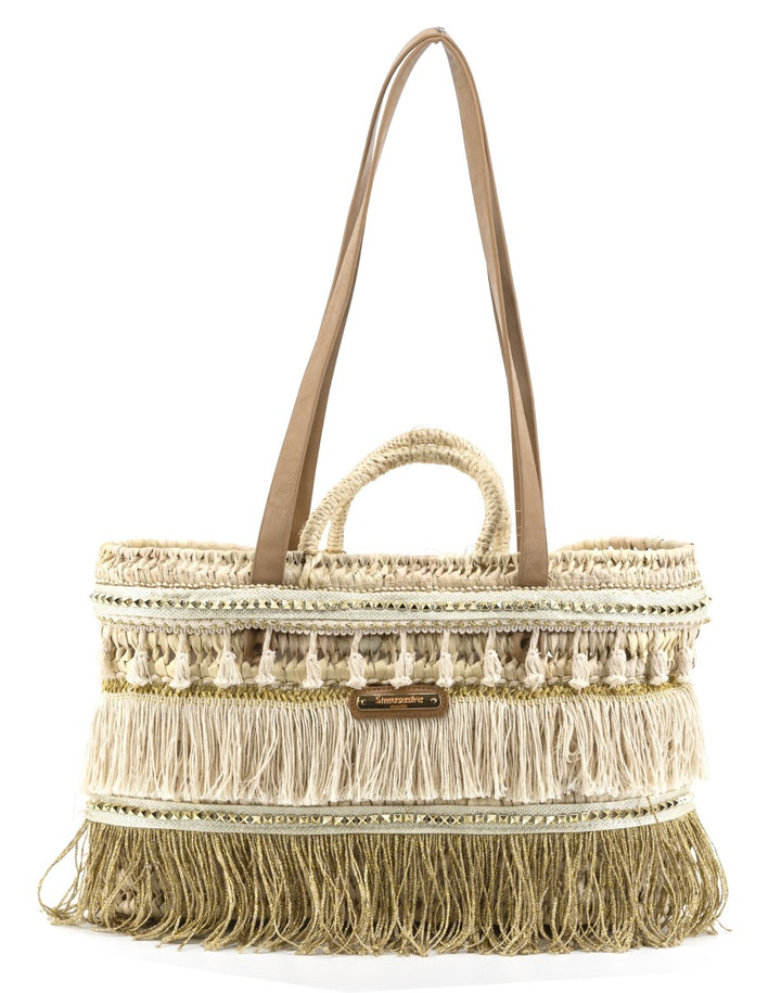 Simosastre Dreams Gold Fringe Shopper Nudos Bag