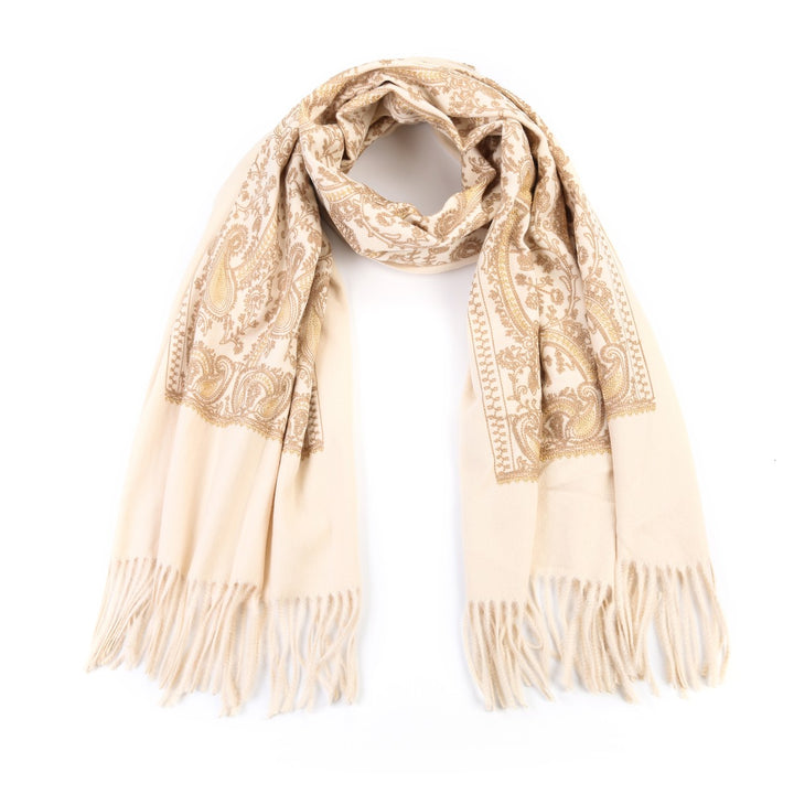 Sjaal Embroider Beige Camel