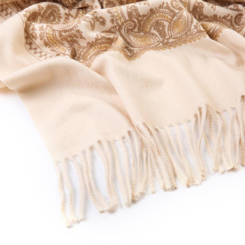 Sjaal Embroider Beige Camel