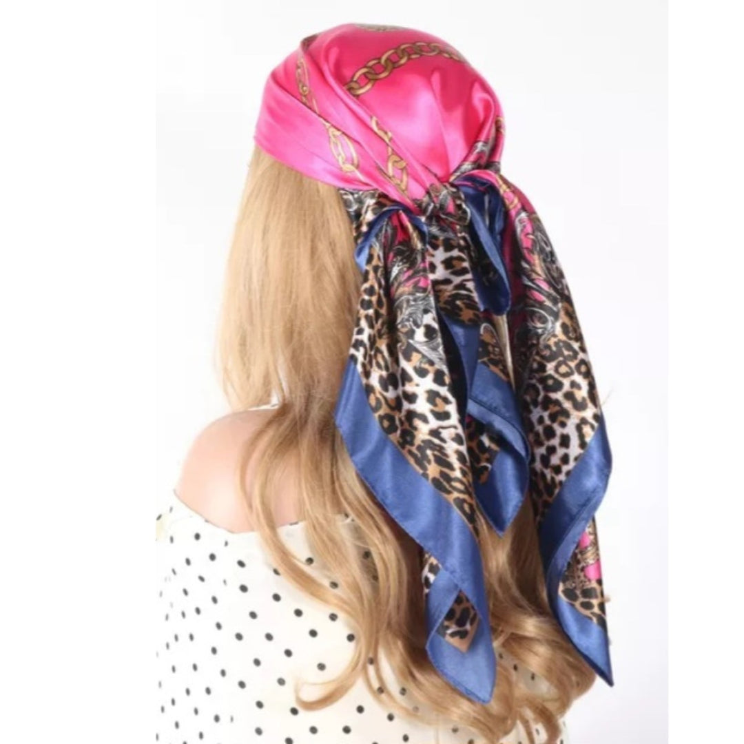 Sjaal Multi Hoofd Sjaal Haar Sjaal Classy Fuschia Blue