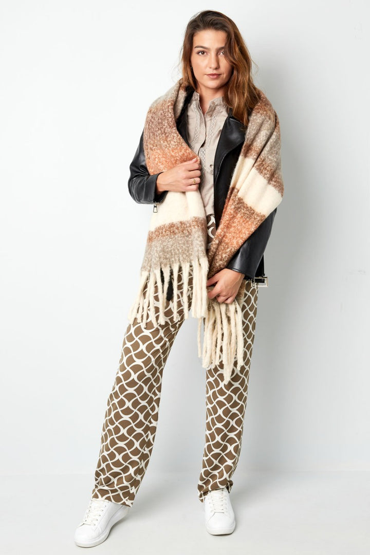 Sjaal Winter Stripe Blocks Multi Bruin
