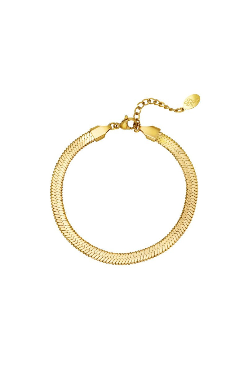 Snake Chain Armband Big Goud